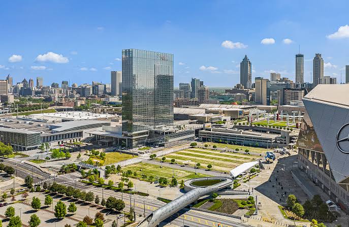 Atlanta skyline and downtown park